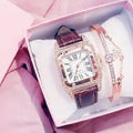 Ensemble de montre-bracelet en cuir pour femme